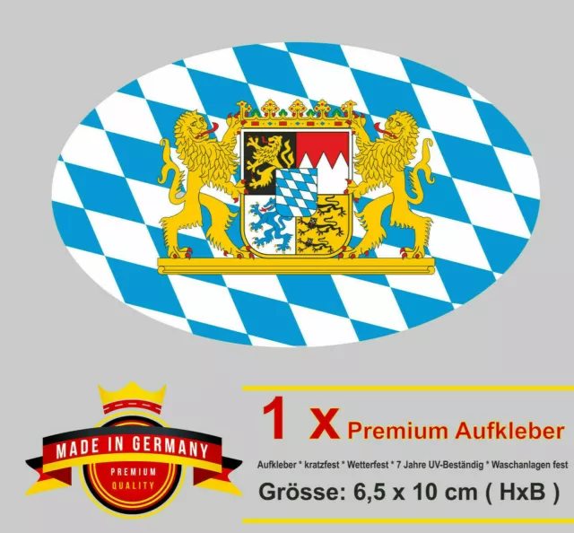 2X AUFKLEBER FREISTAAT Bayern Flagge Fahne Wappen Löwe weiß blau