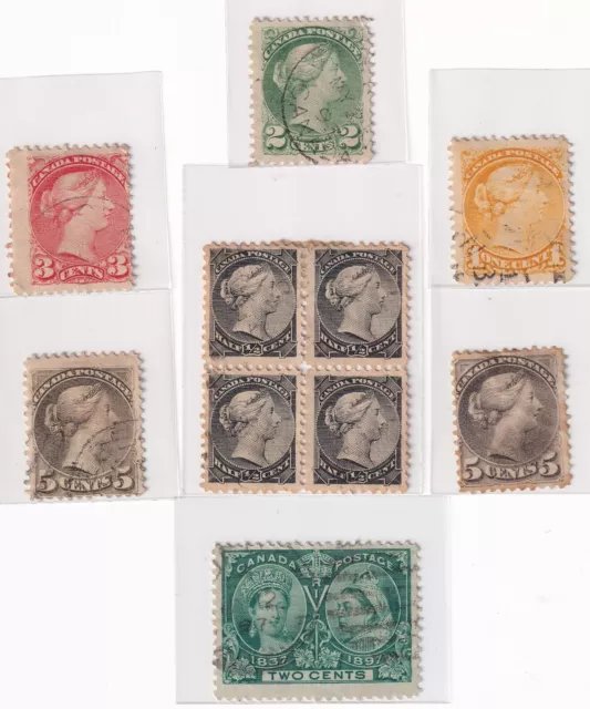 CANADA stamps - Queen Victoria used collection with a 1/2c block