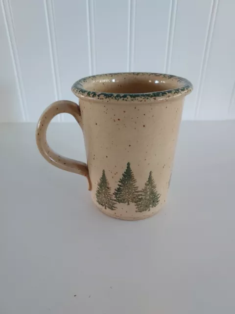 Vintage Three Rivers Pottery Winter Pines Tree Coffe Tea Mug 1994 Coshocton Myra