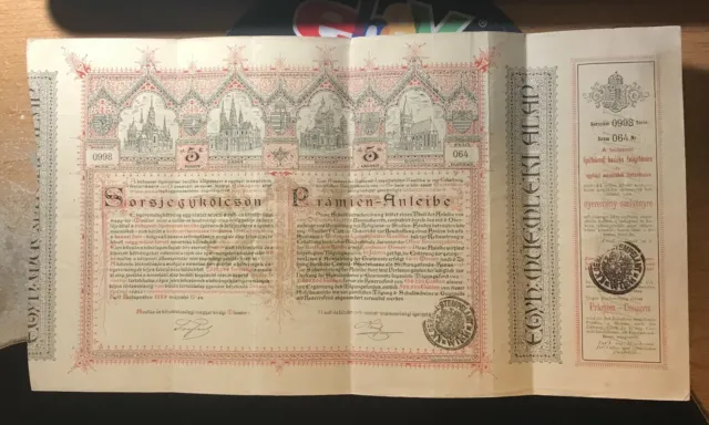 Austria-Hungary-Budapest-Wien 1886 5 Gulden 5 Forint Premium Bond