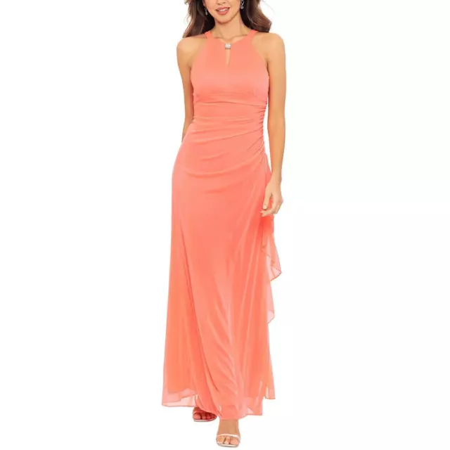 BETSY & ADAM Womens Red Embellished Keyhole Evening Dress Gown 2 BHFO ...