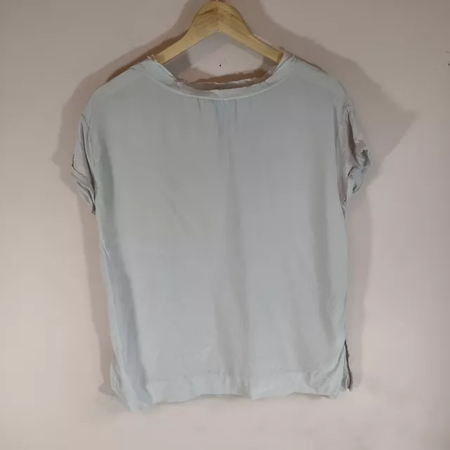 Jigsaw Grey Silk Top Short Sleeve Size Small Tshirt Basic