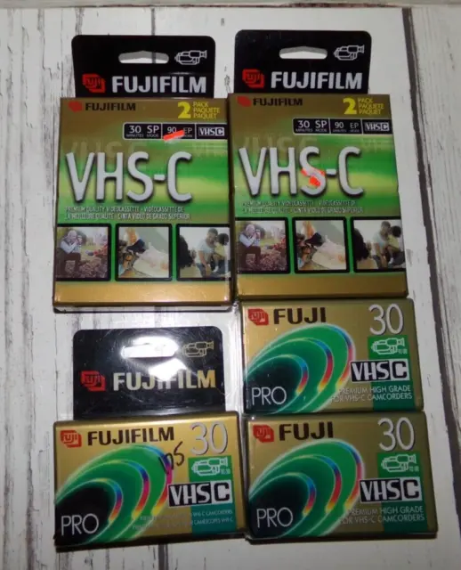 Lote de 7 FUJI FILM Premium Alto Grado VHS-C TC-30 Videocámara Casete En Blanco