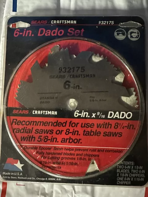 CRAFTSMAN 6" DADO SAW BLADE SET, 5 Pieces, 9-32175 Made In Usa 🇺🇸