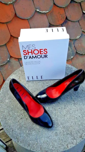 Escarpins Chaussure Femme " ELLE " SCARPE MODEL : MONGE VERNIS NOIR  Pointure 40