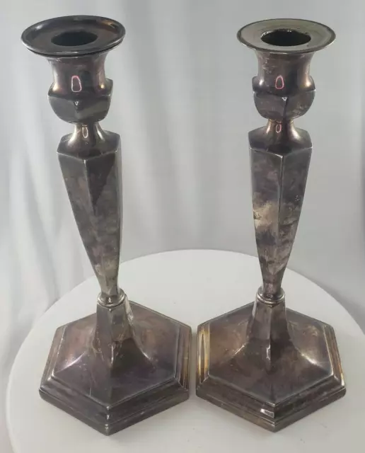 Antique Gorham Silverplate Candlesticks 1914 1913 Candle Holders 2