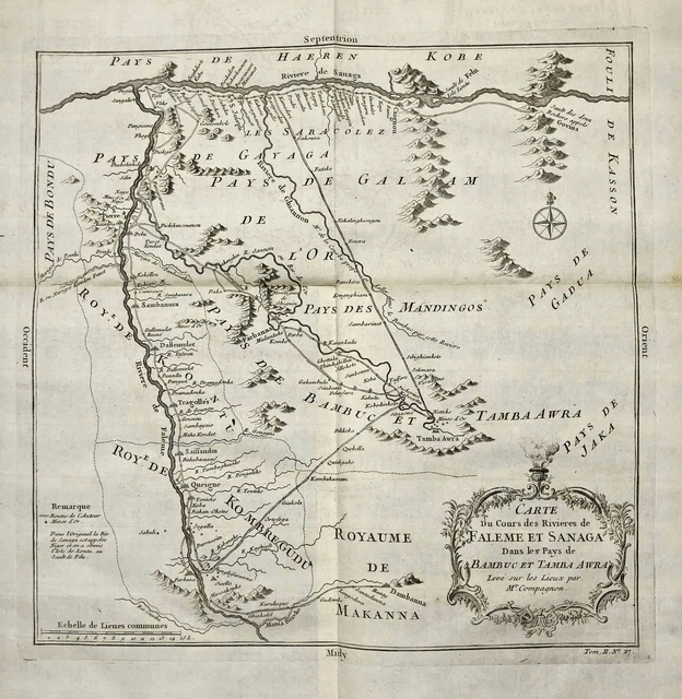 Senegal Mali Africa Afrique Carte Map Card Bellin 1750