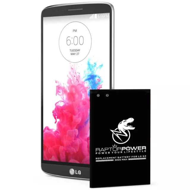 RaptorPower Replacement Battery for LG G3 BL-53YH D850 D852 D855 VS985 3000mAh