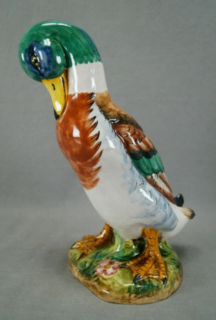 Ugo Zaccagnini Italian Majolica Hand Painted 8 Inch Duck Figurine C. 1937-1950s