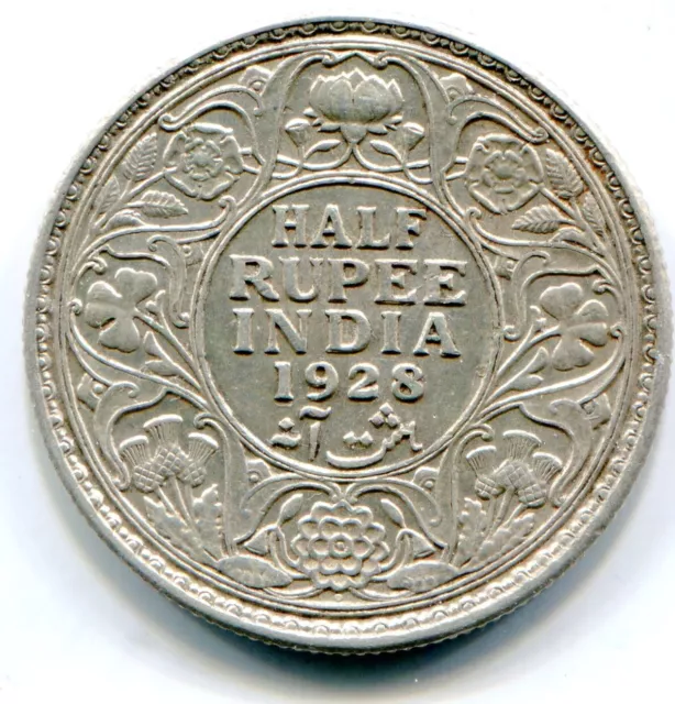 India 1/2 Rupee 1928-B KM-522  lotsep6896