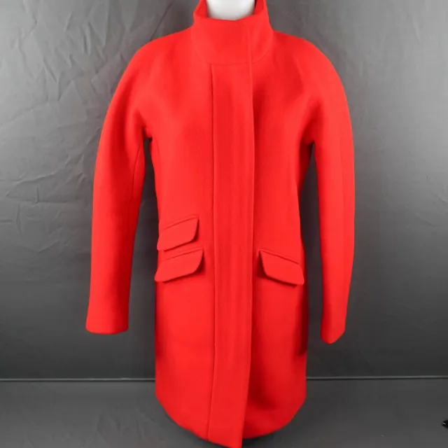 J Crew Womens Cocoon Coat 2 Red Nello Gori Italian Stadium-Cloth Minimal Preppy