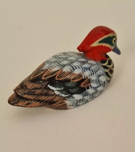 Vintage miniature wooden hand painted duck