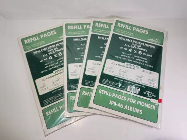 Pioneer Photo Album Refill Pages 4 x 6 JPF-46 X-Pando Lot 4 Sealed Packs