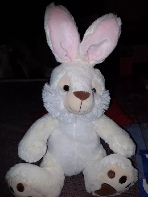 LB/Doudou Peluche Simba Toys Nicotoy Lapin Blanc  Rose empreinte 38cm assis