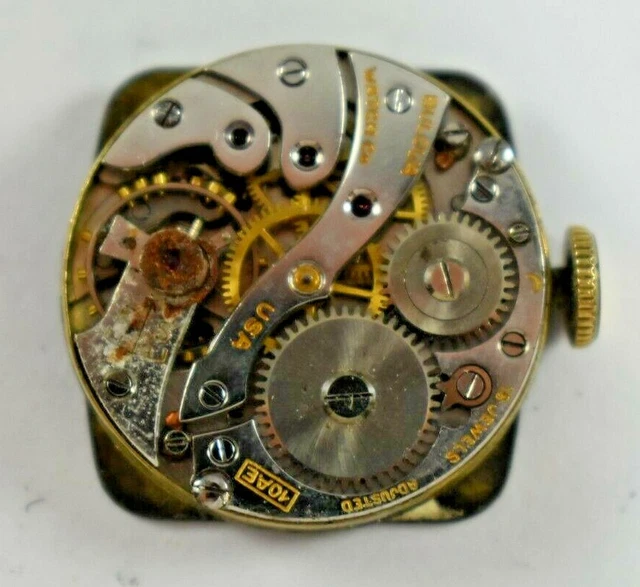 VINTAGE BULOVA MANUAL Wind 15J 10AE Wrist Watch Movement lot.t 12.99