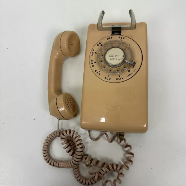 Vintage ITT Rotary Dial Wall Telephone Beige Tan