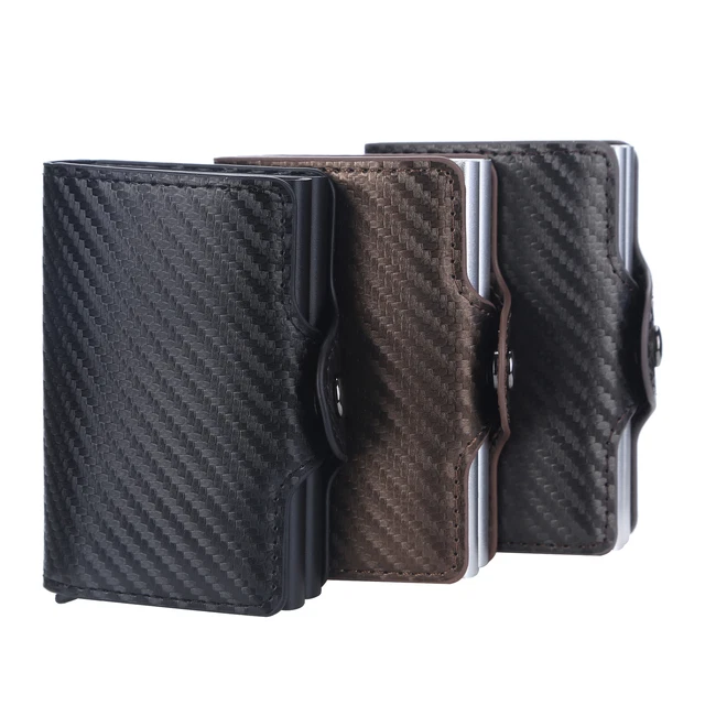 Mens Wallet Leather Carbon Fiber Purse Slim ID Credit Card Holder RFID Blocking