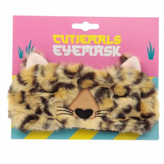 EPP35// Augenmaske Schlafmaske Schlafbrille Leopard Katze flauschig Reisemaske
