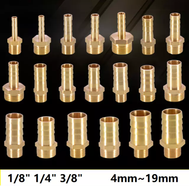 1/8" 1/4" 3/8" Messing Schlauchtülle mit Außengewinde Schlauchanschluß Stutzen