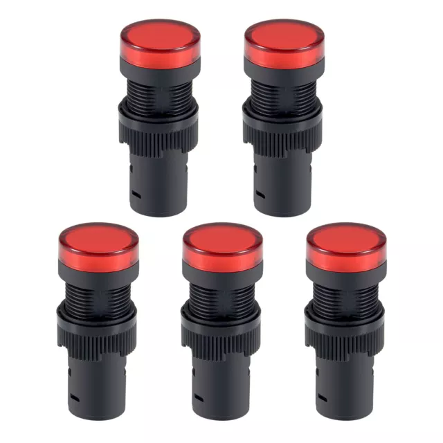 Indicator Lights AC/DC 24V Pilot Light Red LED, Flush Panel Mount 5/8" 16mm 5Pcs