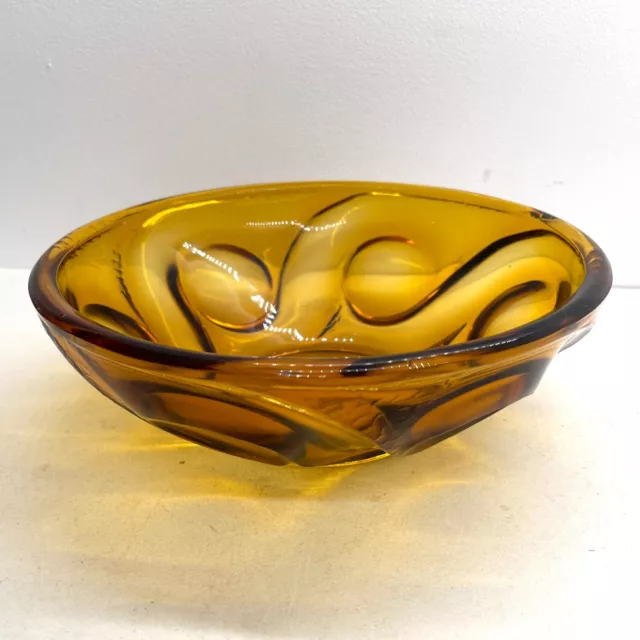 Vintage Amber Coloured Glass Trifle Bowl 9"