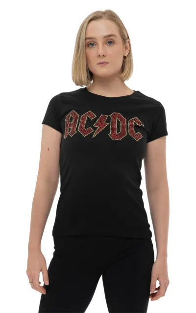 AC/DC Full Colour diamante Skinny Fit T Shirt