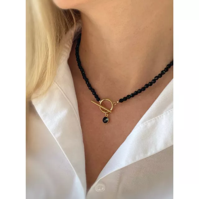 Onyx Choker Necklace with 14kt Gold Filled Accents