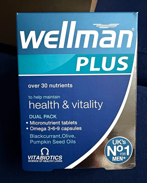 VITABIOTICS WELLMAN PLUS Men’s Multivitamin Vit D3 + Omega 3-6-9 56 £10 ...