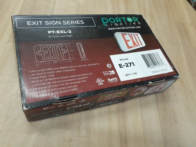 PORTOR PT-EXL-2 BI-COLOR LED Exit Sign and Emergency Light Combo £19.41 ...