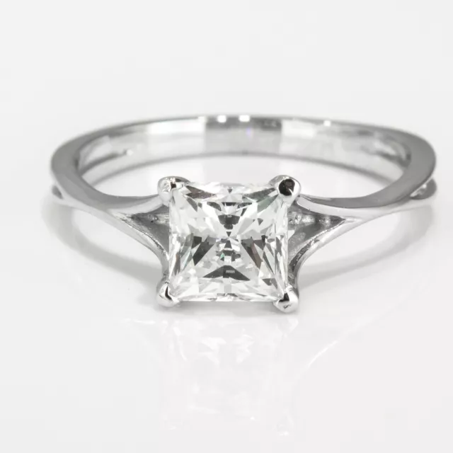 0.65 CT Ladies Princess Cut Diamond Engagement Ring 18K White Gold f/si1-si2 3