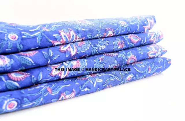 2.3m Imprimé Floral Bleu Tissu Desseré Couture Indien Artisanat Décor Maison