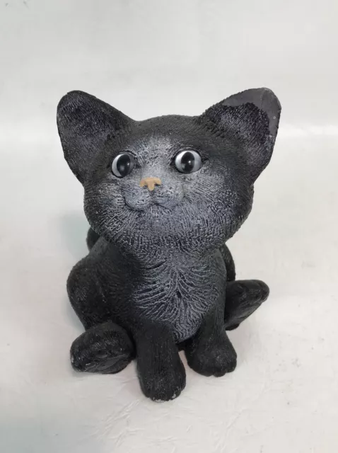 VICKI LANE Black Kitten with Glasslike Eyes Ceramic Appx. 5" Tall