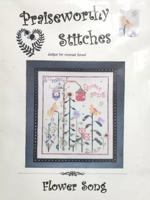 Praiseworthy Stitches Cross Stitch Chart Flower Song 18 Count