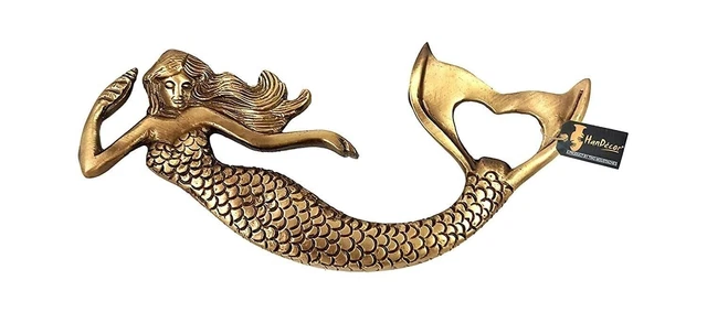 Handmade Brass Mermaid Design Bottle Opener Beer Soda Wine Cork Antique Brown
