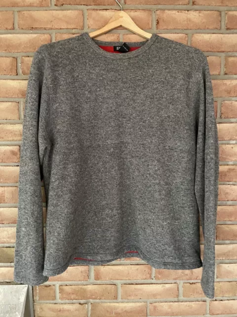 Skyr Men’s Size Large Gray Pullover lambswool blend Long Sleeve sweater Lined