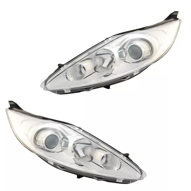 2x Coppia Fari Fanali Anteriori H7-h1 per Ford Fiesta 2008-2012 Parabola Cromata