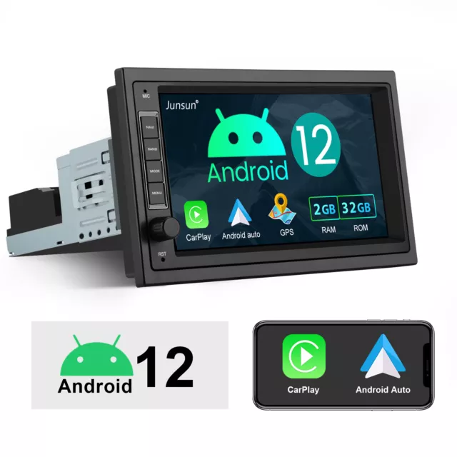 DAB+ Android 12 Autoradio 1DIN Carplay 32G 7 Zoll GPS NAVI SWC Bluetooth WIFI BT