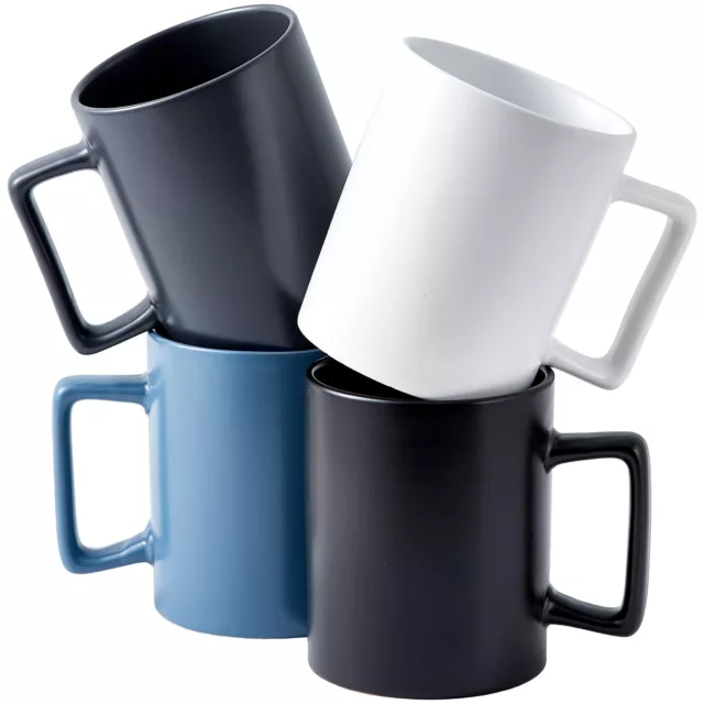 Bruntmor 16 Oz Ceramic Coffee Mug Set Of 6 - Matte Black Restaurant Mugs 