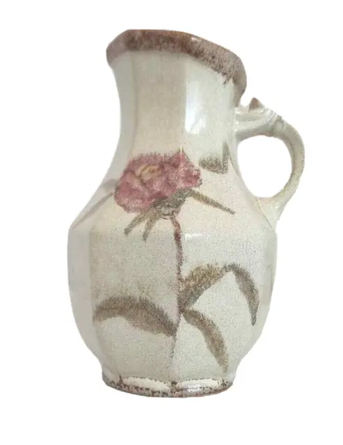 BAY Keramik 691-17 Pitcher Vase West German Pottery Vintage Rose Farmhouse Rose