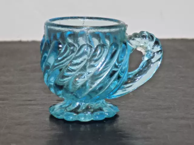 Light Blue EAPG Reverse Swirl Footed Child's Mug