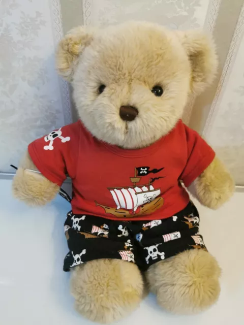 BUILD A BEAR Plush Pirate with Skull Crossbones Red Black Bones Clothes ...