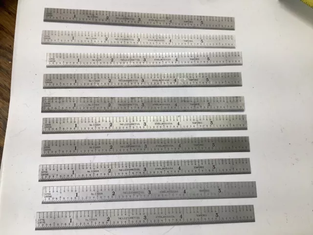 Vintage L.S. STARRETT No. C305R 6” Long Flexible Steel Rule Lot Of 10 As Found