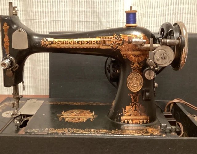 ANTIQUE Singer Sewing Machine 1897 Sphinx Electric Conversion & Case WORKS VIDEO