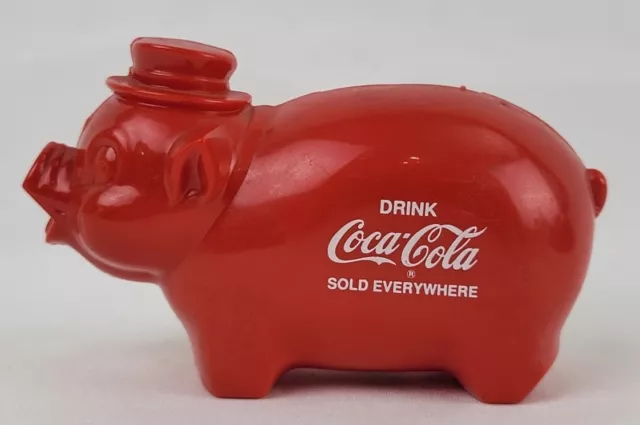 Vtg Drink Coca-Cola Hard Plastic Pig Figural Advertising Bank Sign