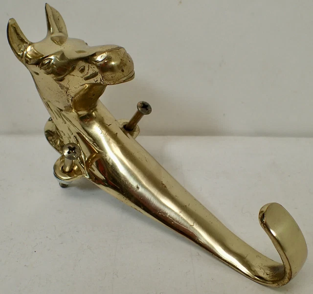 Vintage Brass Horse Head Wall Mount Coat Hat HOOK for Home Barn Tack 6"