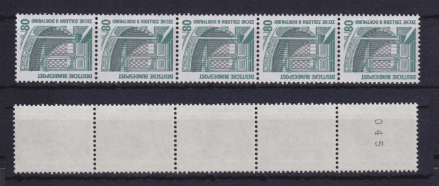 Bund 1342 Au RM 5er Streifen mit ungerader Nummer SWK 80 Pf postfrisch