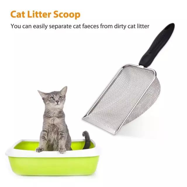 Litter Scooper Stainless Steel Pet Litter Shovel Toilet Cat Scooper J0U0