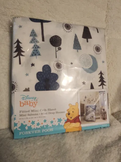 Disney Baby Forever Pooh Fitted Portable/Mini Crib Sheet Lambs & Ivy New Sealed
