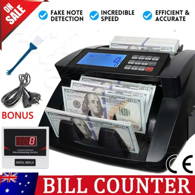 Australian Money Bill Banknote Cash Counter Machine Digital Display Fake Note