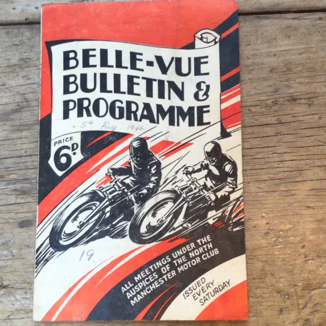Belle-Vue Speedway Programme Aug. 5th 1946 v Odsal